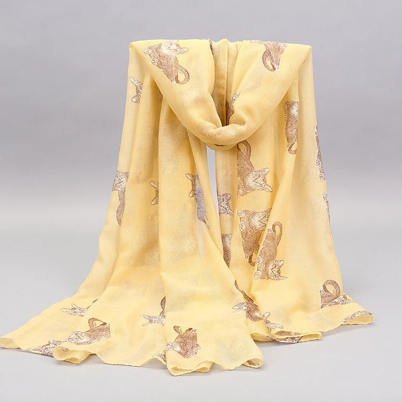Women Kitten Print Shawl Scarf Cat Lady Wholesale Available 90*180 cm 6 Colors | Аксессуары для одежды