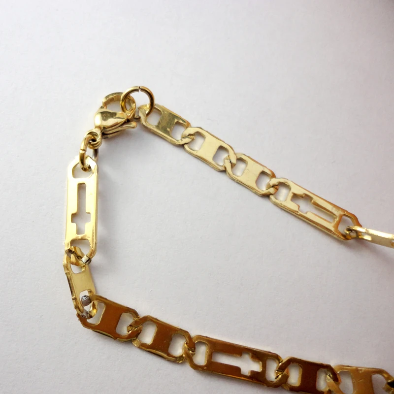 

30Pcs 1Lot 22 inch Cross Blade Gold Stainless Steel Chain 56Cm Diameter 5mm Never fade Necklaces For Women Fashion Jewelry LR510