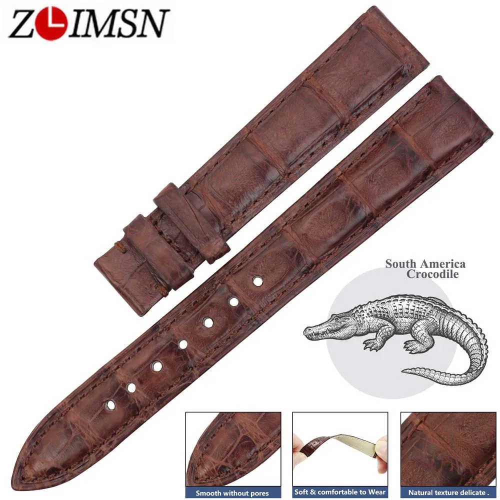 

ZLIMSN High Quality Genuine Alligator Watch Strap Band Bracelet 14-24mm Crocodile Leather Watchband Suitable For OMEGA Longines