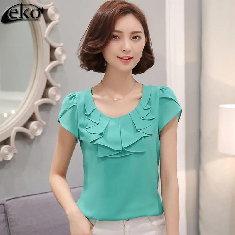 Женская блузка женские топы лето 2016 Модный пуловер с коротким рукавом бабочкой