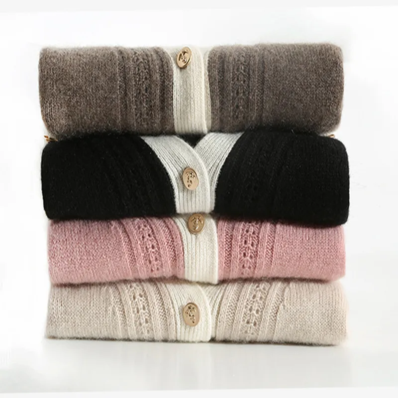 

2018 New Early Spring Knitted Cardigan Women's V-neck Cashmere Sweater Coat Slim Short Paragraph Wild