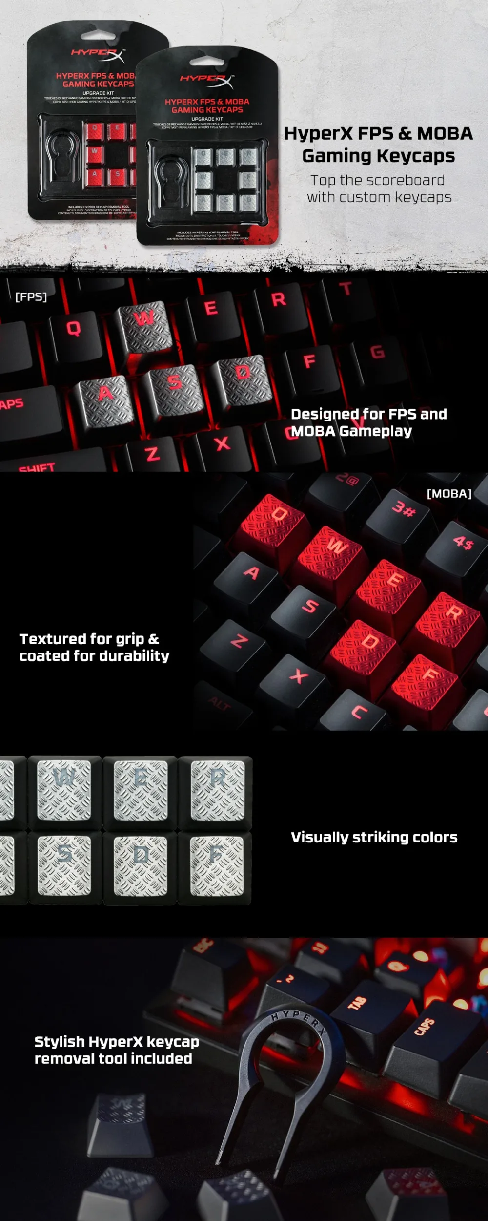 Kingston HyperX FPS& MOBA игровые колпачки обновленный комплект пользовательских ключей 8 шт. красное пламя серебро пламя механическая клавиатура крышка