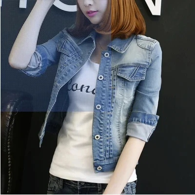 Женская джинсовая куртка b0200 с длинным рукавом на весну лето|long sleeve coat|short jean