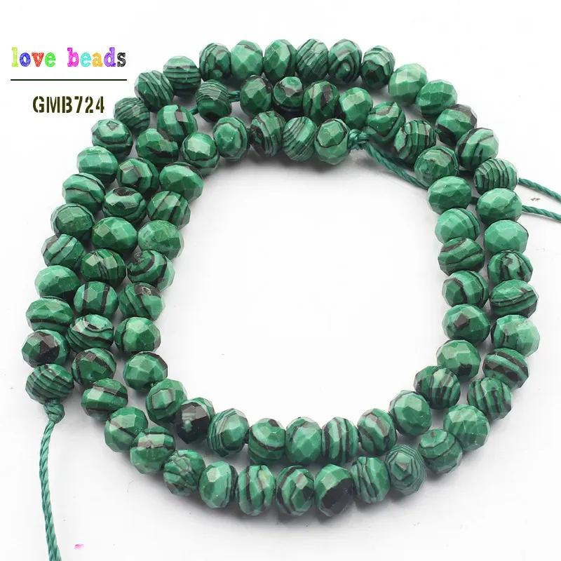 green malachite Натуральные граненые бусинки из камня Рондель, черный кварц, яшма бусины Роза Quartzs Jaspers Амазонит разделительные бусины 4*6 мм DIY браслет 1" прядь - Цвет: green malachite