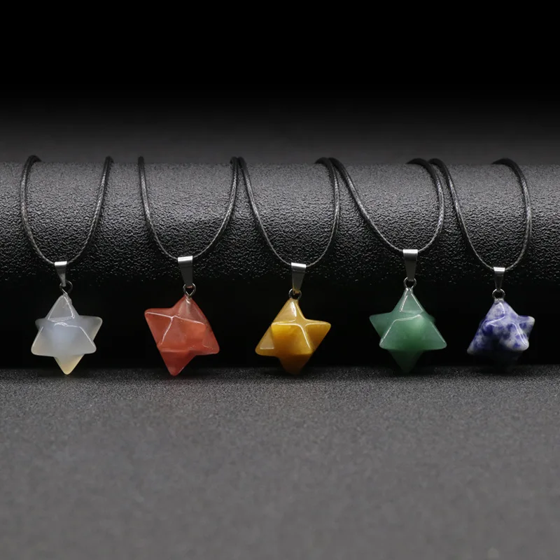 Подвески в стиле ретро Merkaba Chakras ожерелья из натурального камня для Рэйки лечение