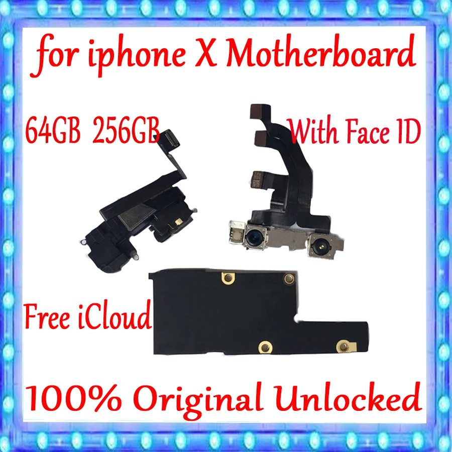 Нет iCloud для iPhone X материнская плата 64 Гб 256 ГБ 100% Оригинал разблокирован
