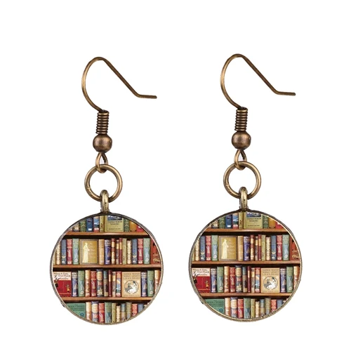 Style 2 SONGDA Library Books забавные серьги винтажные книжные полки креативный принт стеклянные кабошон длинные серьги для Wmen Girl Books Nerd Brincos - Окраска металла: Style 2