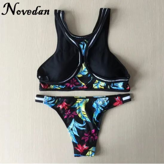 2017 комплект бикини женский спортивный купальник с лямкой на шее подкладкой два
