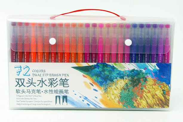 SJG-72colors 100 шт цветные ручки-маркеры с двумя наконечниками, ручки-карандаши для рисования, акварельные художественные маркеры, ручки-кисти, школьные товары для рукоделия - Цвет: SJG-72colors