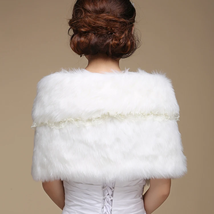 

Hot Sale Fashion Elegant Warm Faux Fur Ivory Bolero Wedding Wrap Shawl Bridal Jacket Coat Accessories Free Shipping OJ00182