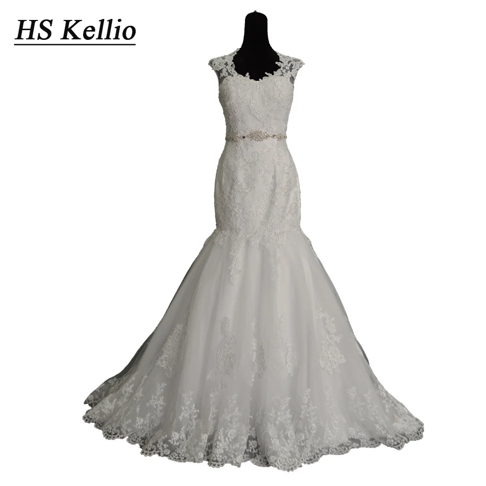 

HS Kellio Classic Design Lace Mermaid Wedding Dress With Detachable Jacket Vestido De Novias Beaded Belt