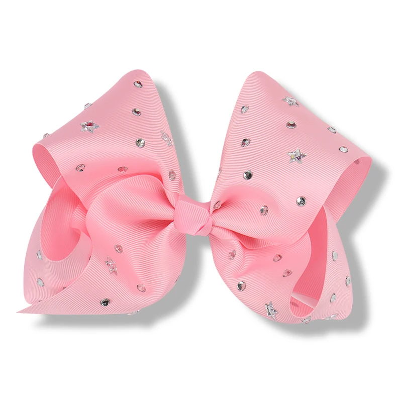 8 дюймов Большая лента для волос девочек с зажимами в форме звезды со стразами