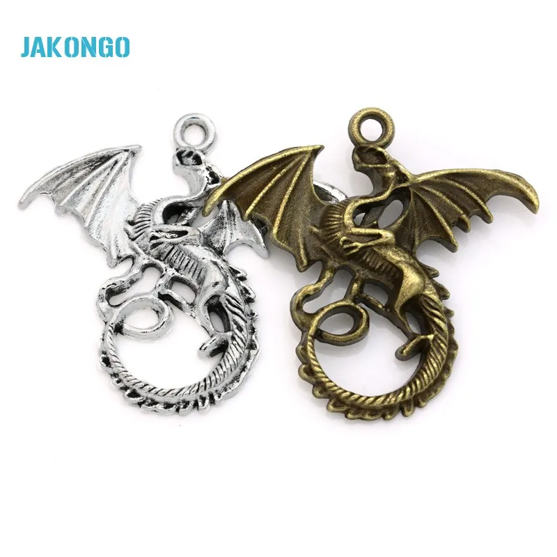 4 шт. посеребренные Подвески в виде огненного дракона|dragon charm pendant|charm pendantpendants for