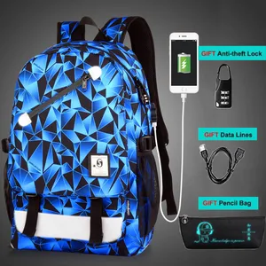 Унисекс Светящийся рюкзак Оксфорд для ноутбука, рюкзак на плечо, школьная сумка для мальчика, школьная сумка для студентов, дорожная сумка для колледжа, Книжная сумка