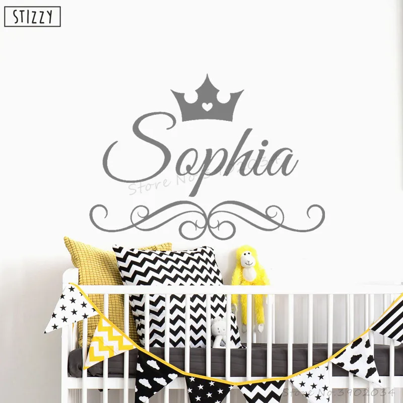 Настенная Наклейка stizzy Princess Crown персонализированные виниловые настенные