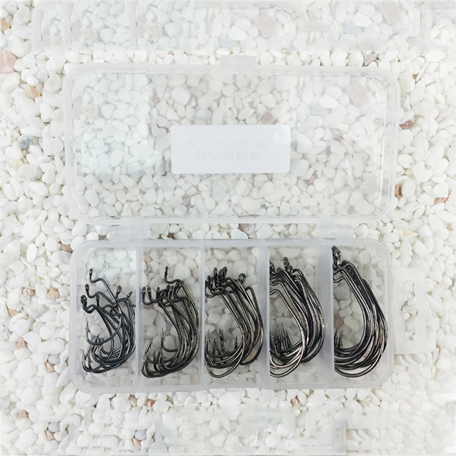 50 шт. рыболовные крючки из высокоуглеродистой стали офсетная приманка 2 # 3/0 червь