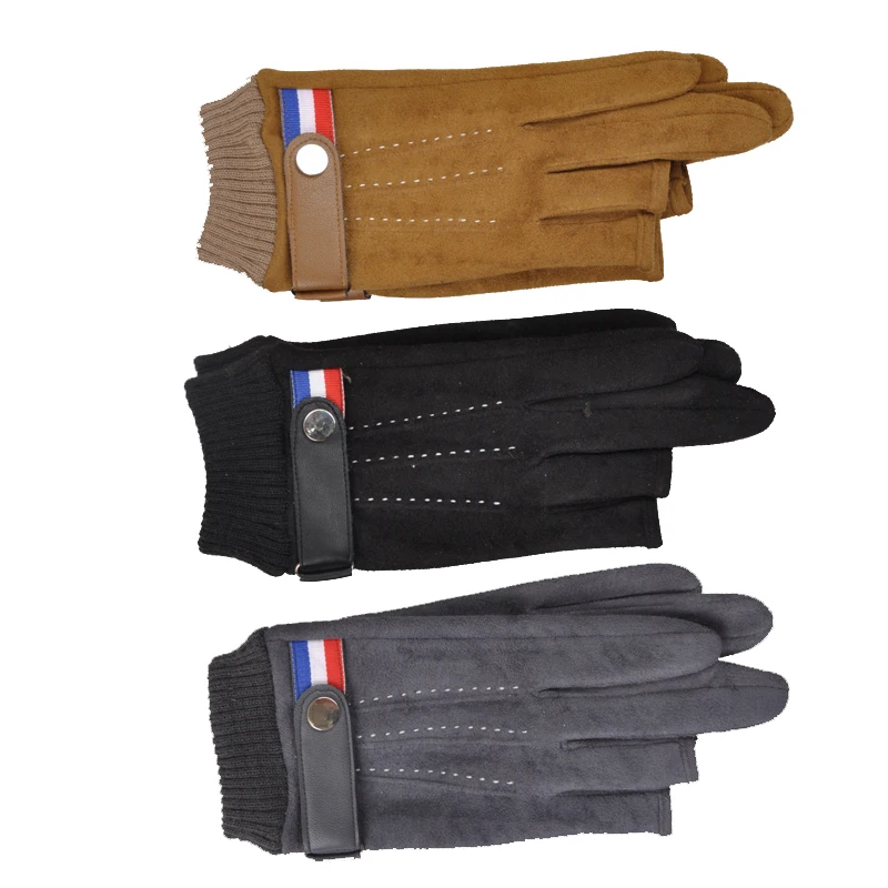 

Fashion Faux Suede Anti Slip NEW Men Driving Gloves spring Autumn Plus velvet thickening Mittens Male Fitness Motorcycle Mitten