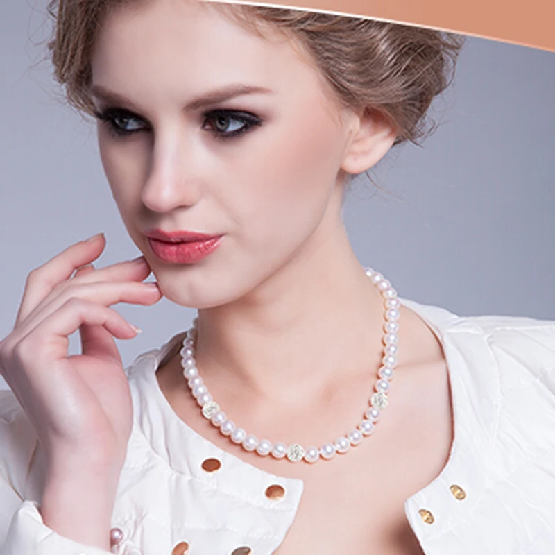 Ожерелье-чокер из серебра 100% пробы с натуральным пресноводным жемчугом |