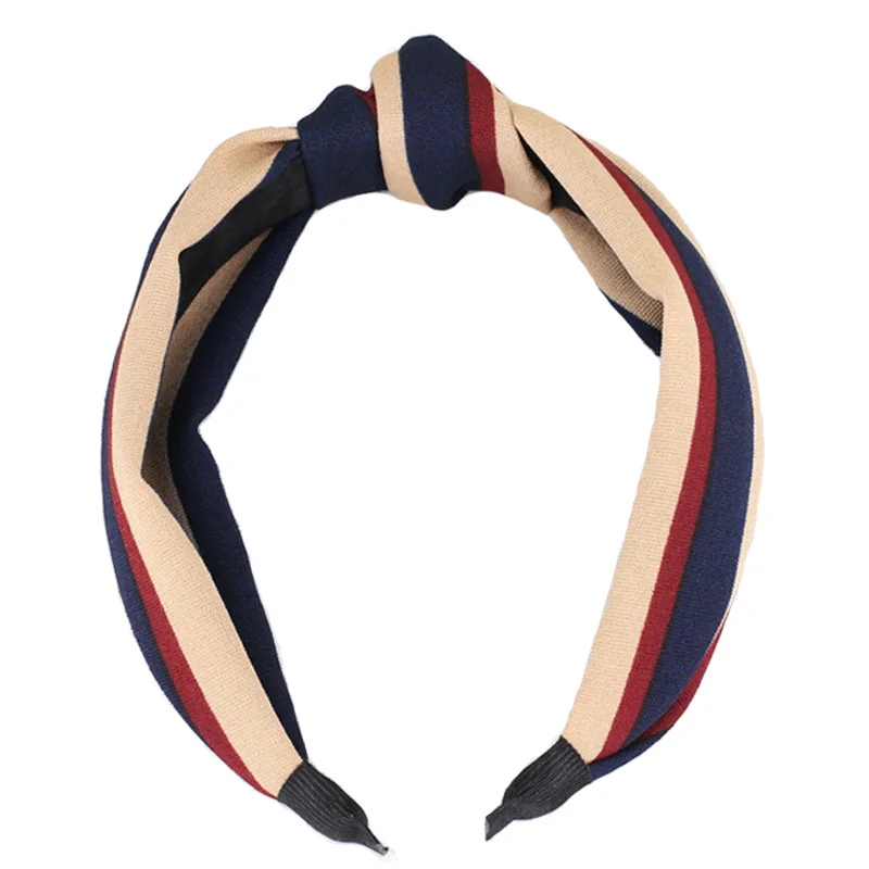 

Striped Linen Twist Hairband Running Turban Adults Vintage Top Knot Headband Wholesale Korean Hair Accessories