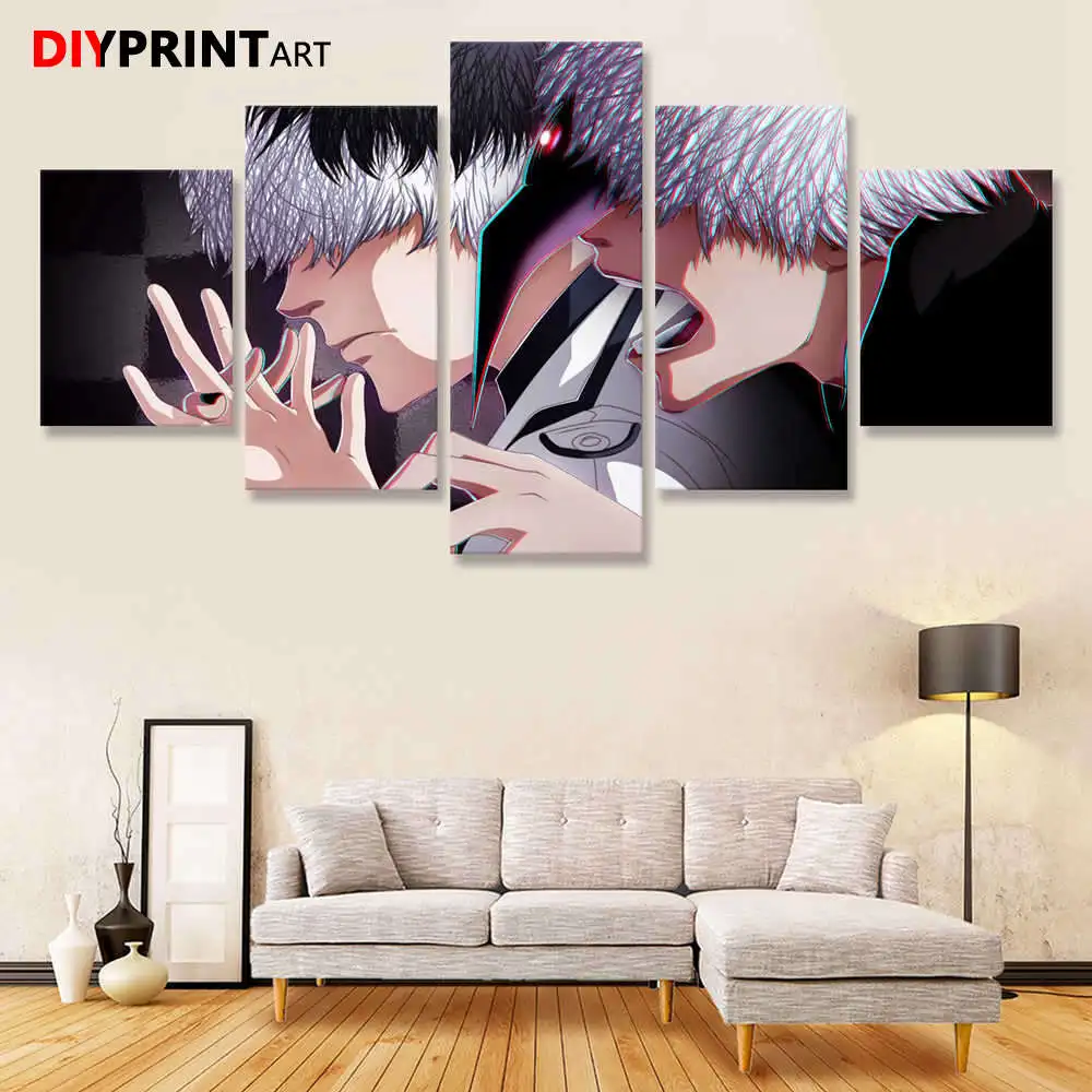 Токийский Гуль RE Haise Sasaki vs Ken Kaneki 5 шт./компл. настенная Картина на холсте украшения