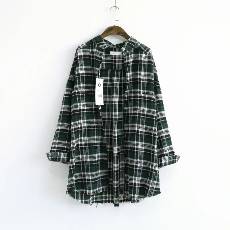 Рубашка женская в клетку с длинным рукавом большие размеры LZ303 1142|blouses plus|korean