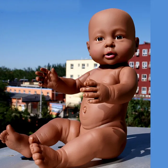 Черная 41 см полная силиконовая кукла Reborn африканская американская младенец