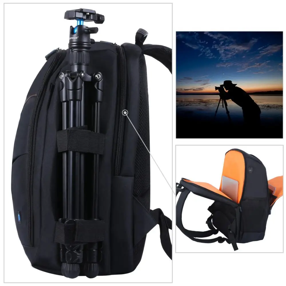 puluz outdoor portable waterproof scratch proof dual shoulders backpack camera bag digital dslr photo video bags laptop backpack free global shipping