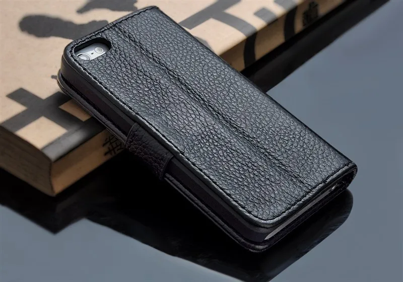 Vintage Business Type 100% Genuine Leather Flip Cover case for iphone 5 5S Real cowhide Retro-Lichess Pattern! Color |
