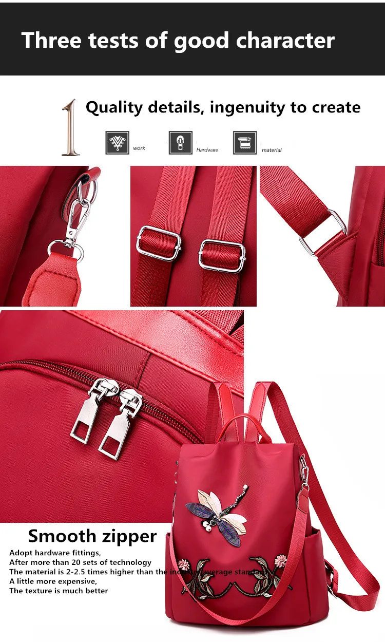 Водонепроницаемый нейлоновый женский рюкзак на молнии школьные ранцы из ткани