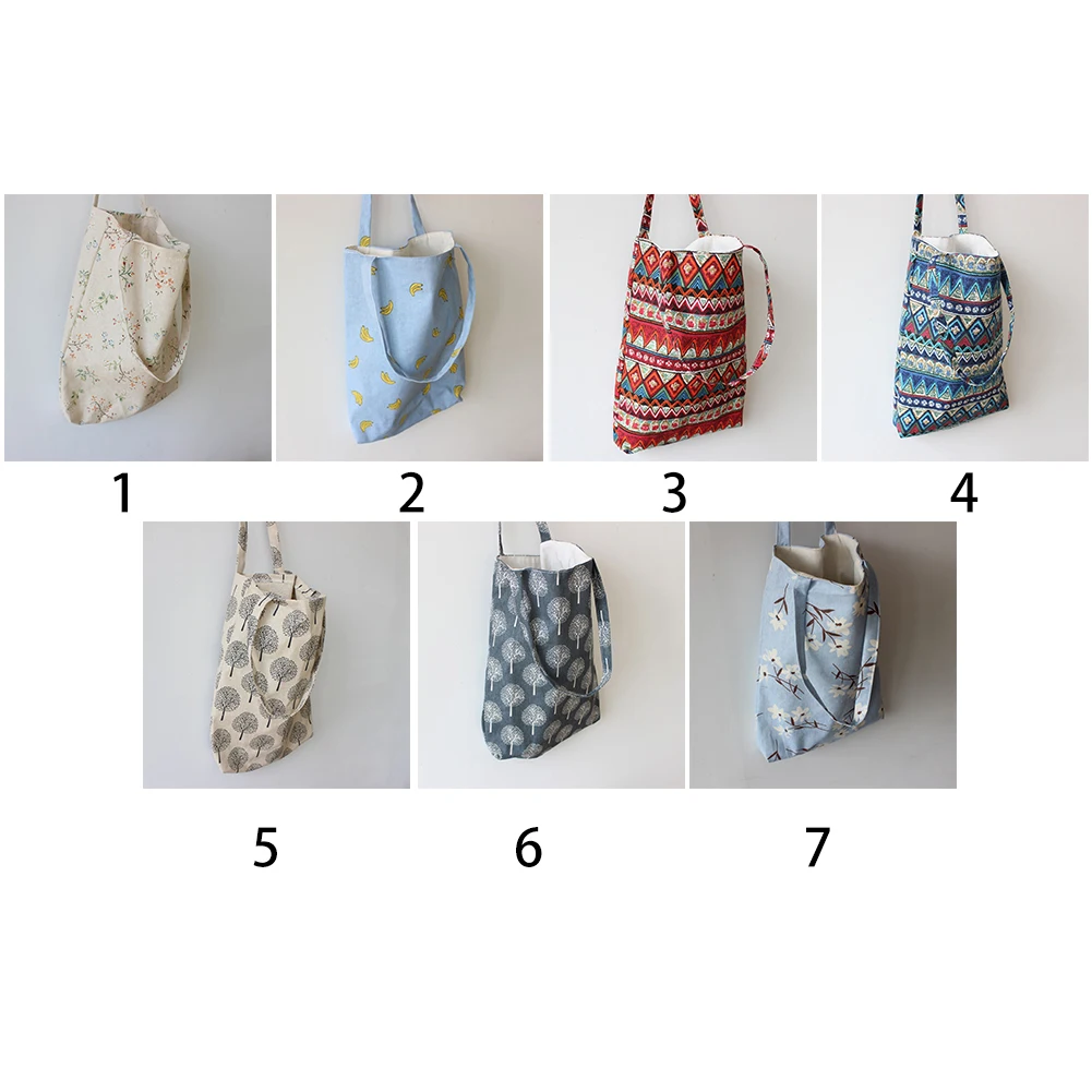 Reusable Shopping Bag Eco Women Handbag Foldable Beach Daily Use Shoulder Flower Print Casual Canvas Tote Satchel | Багаж и сумки