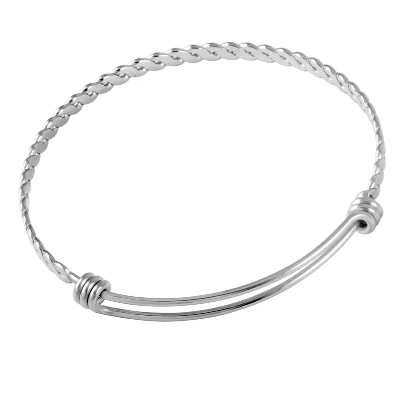 

IJB0273 Hot Selling Silver/Gold/Rose Gold colro Stainless Steel Twist Wire Bracelet Adjustable Expandable Wiring Bangle for Men