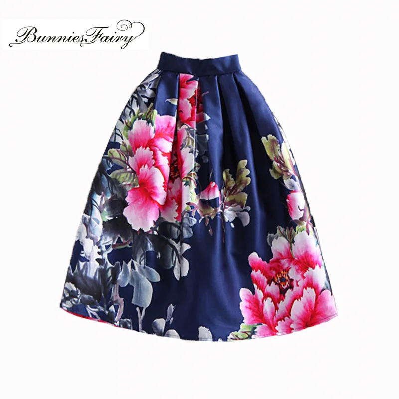 Осенняя винтажная многослойная юбка пачка с высокой талией и принтом пиона в