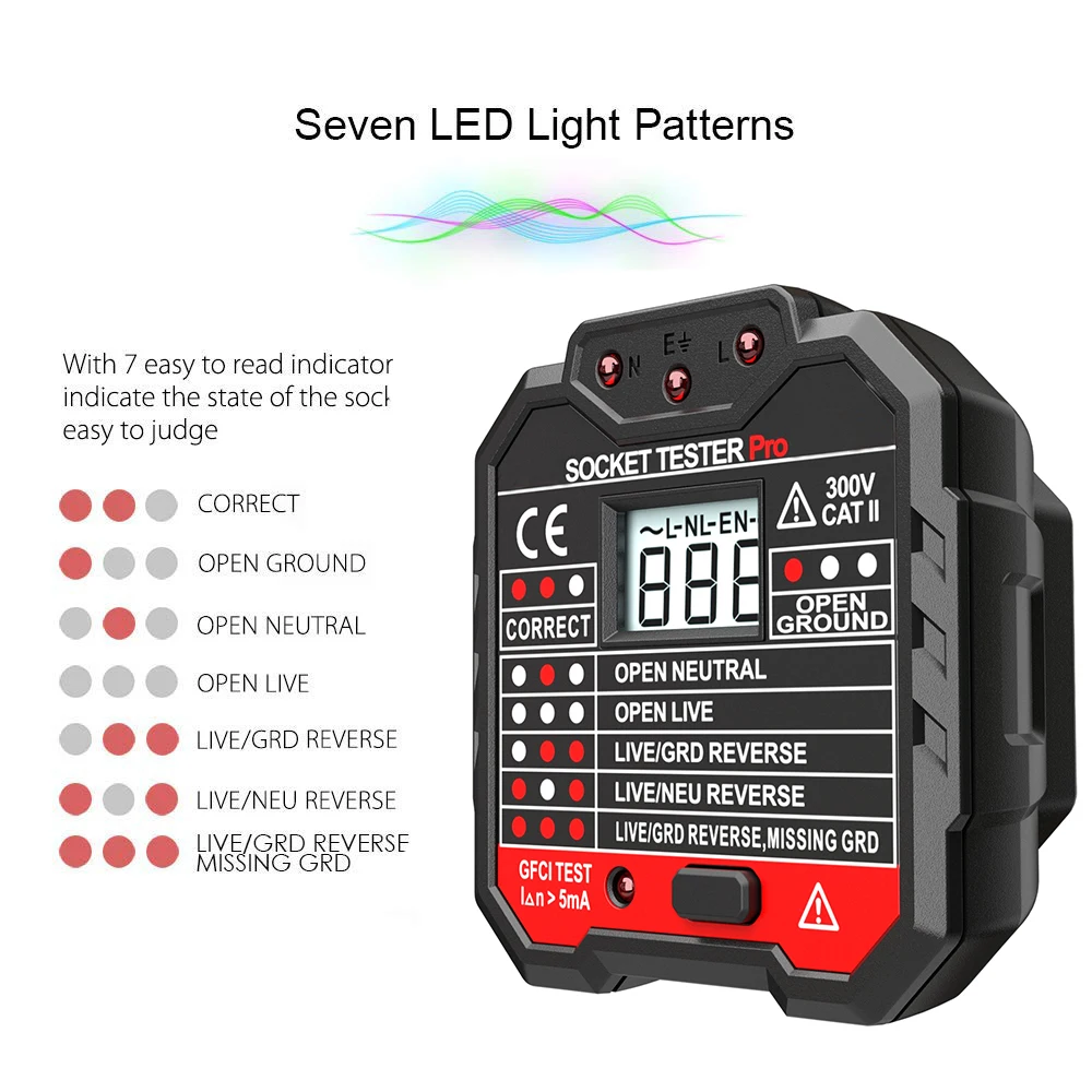 Тестер Утечки электрической розетки HABOTEST PT106 RCD / GFCI с ЖК дисплеем|Измерители