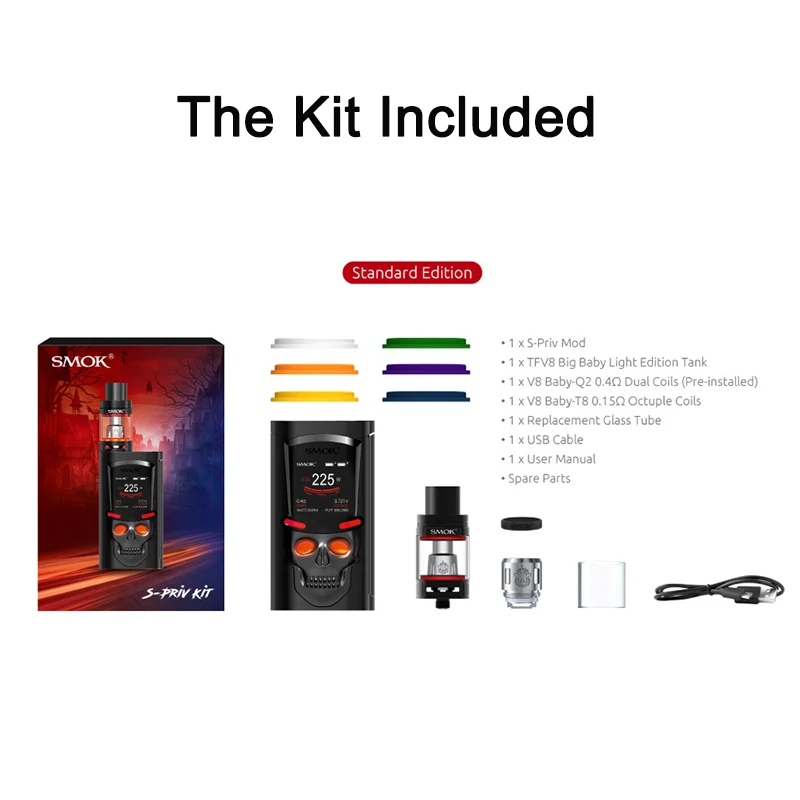 Vape SMOK S-PRIV Kit 230W S Priv Mod 5ML TFV8 Big Baby Light Edition Atomizer VS Revenger E Cigarette Vaporizer Alien KIT | Электроника