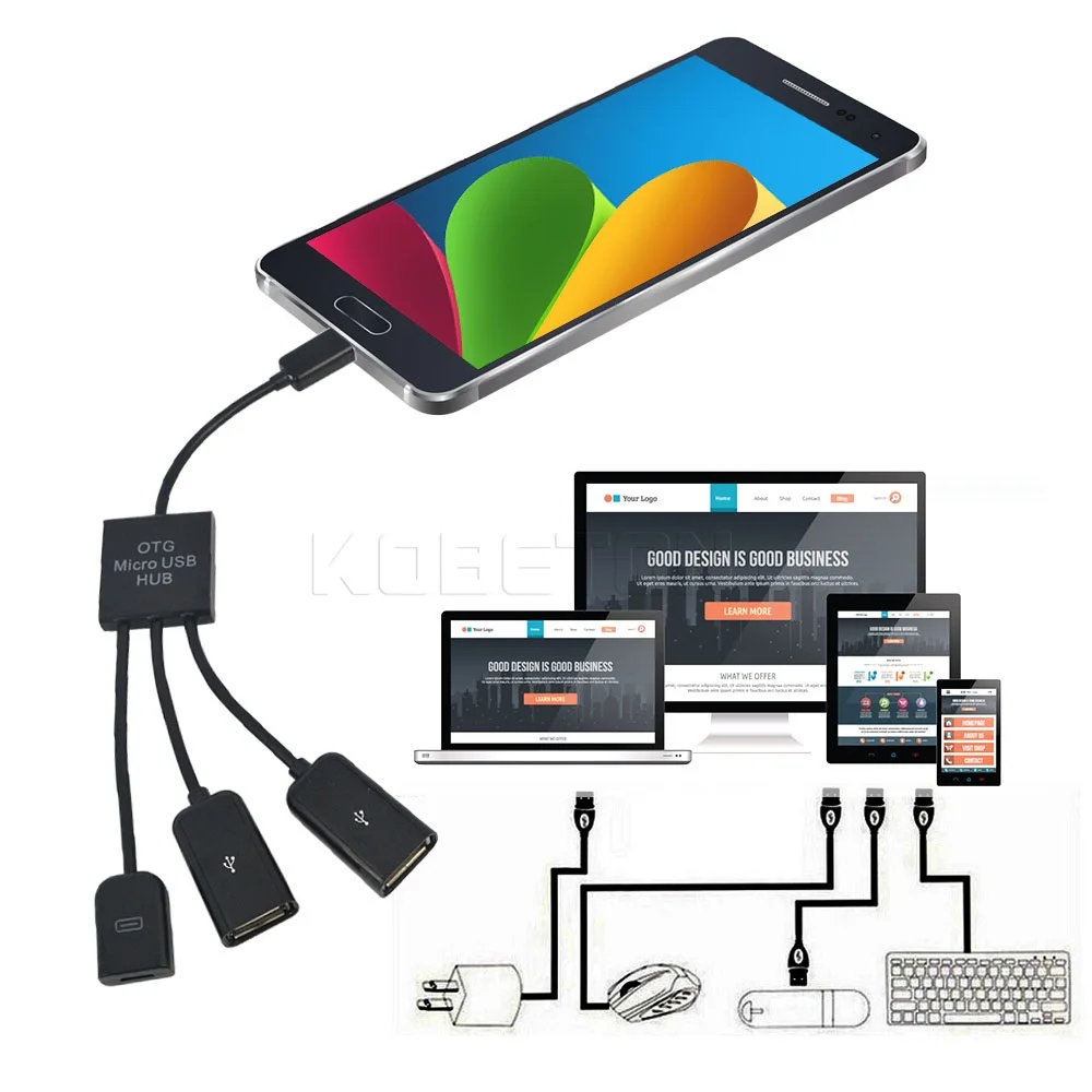 kebidu Micro USB Power Charging Hub Cable OTG 3 Port Spliter Connector Adapter For Smartphone Computer Tablet PC|USB-хабы| |