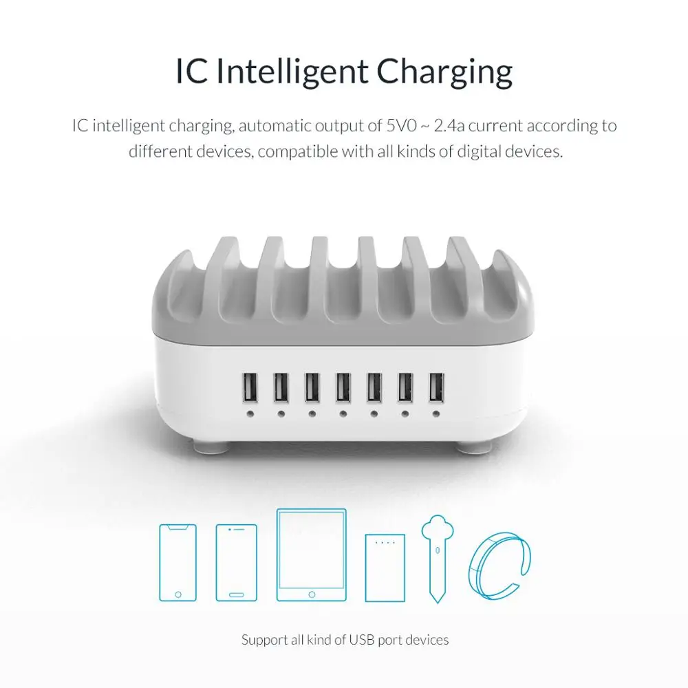 Зарядная док станция ORICO с 7 USB портами и держателем для iphone|Зарядные устройства