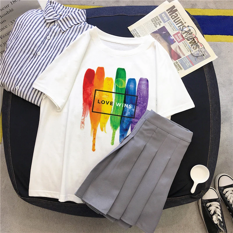 Футболка lgbt Love Wins для женщин повседневная женская футболка с радужным принтом