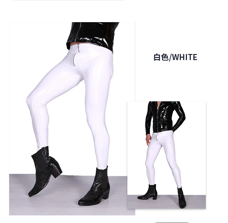 Сексуальные мужские Леггинсы Lederhose из искусственной кожи, мужские сексуальные глянцевые латексные аммиачные девятые брюки, ПУ кожаные брюки, мужские брюки-карандаш