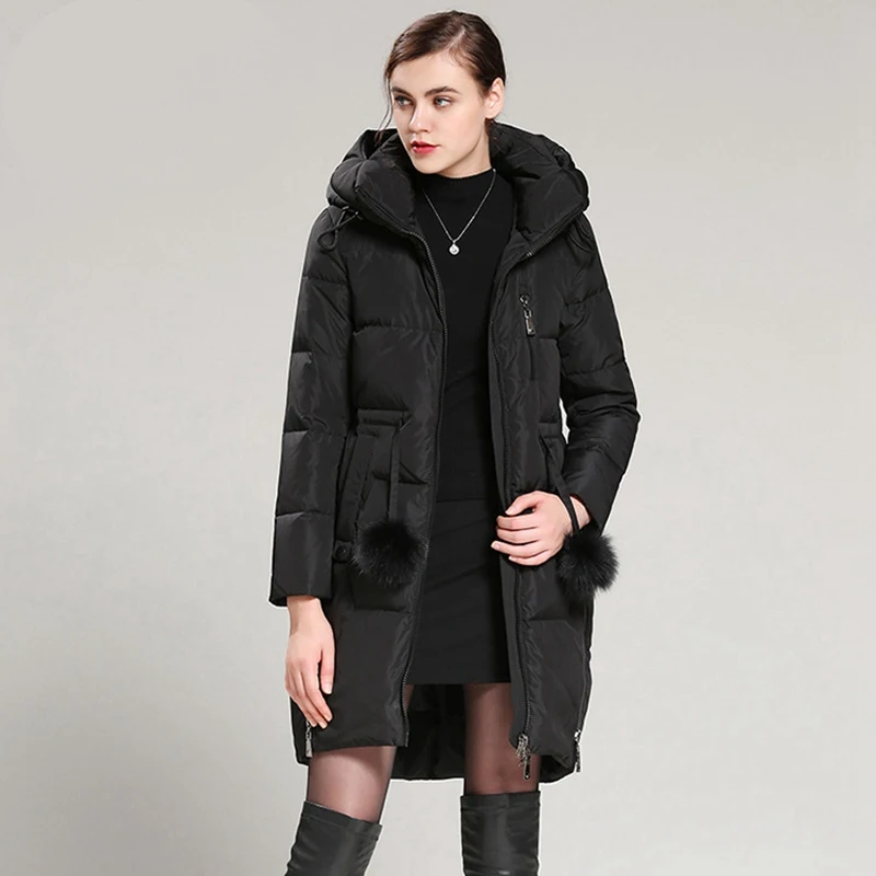 (TopFurMall) Европейский зимний Женский Детский пуховик с капюшоном 80% утиный пух