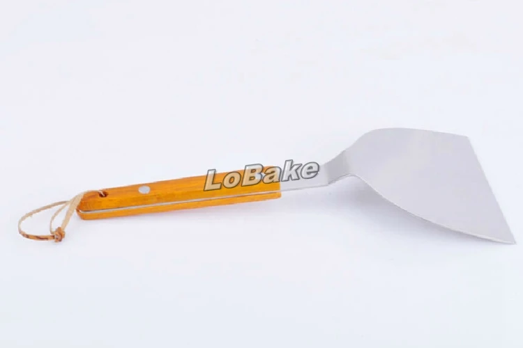 Half round shape Stainless steel kitchen cooking knife equipment pizza BBQ baking curved shovel with wooden handle | Дом и сад