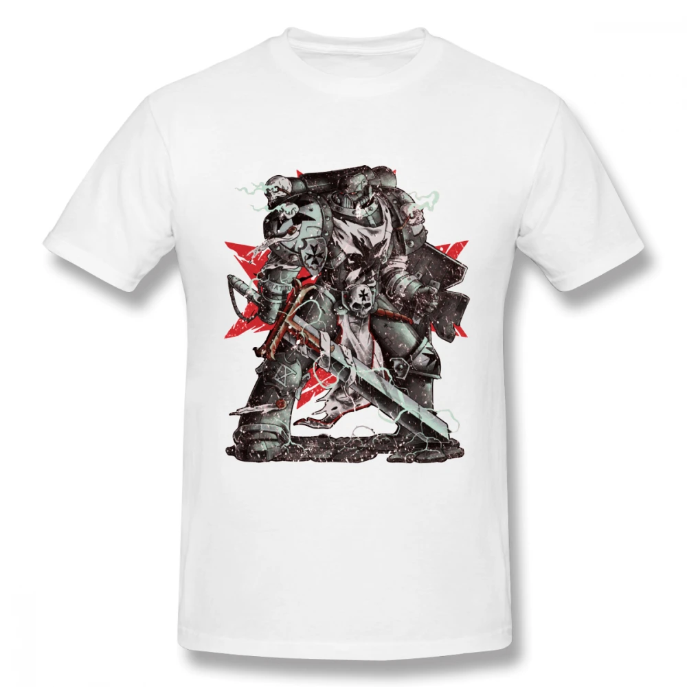 Ретро дизайн Черный тамплиеры Warhammer Homme Футболка Мужская Высокое качество Q S-6XL большой размер футболка - Цвет: Белый