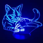 Светодиодный ночсветильник с 3d-изображением котенка, 7 цветов, меняется, милый кот, Настольная иллюзионная лампа, украшение для спальни, домашвечерние, детский подарок на день рождения