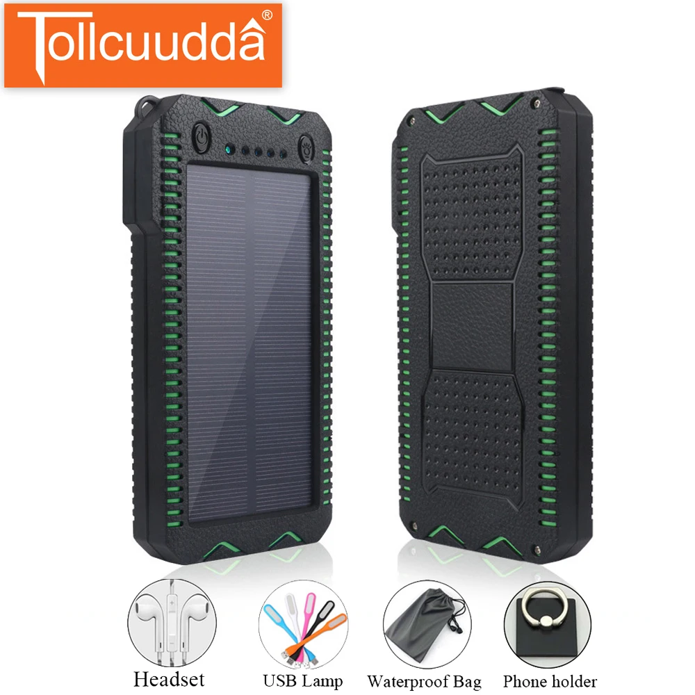 Tollcuudda 20000 мАч портативный высокой емкости power Bank Солнечное зарядное устройство