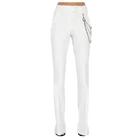 Женские брюки с металлической цепочкой, брюки белого цвета, новинка 2021