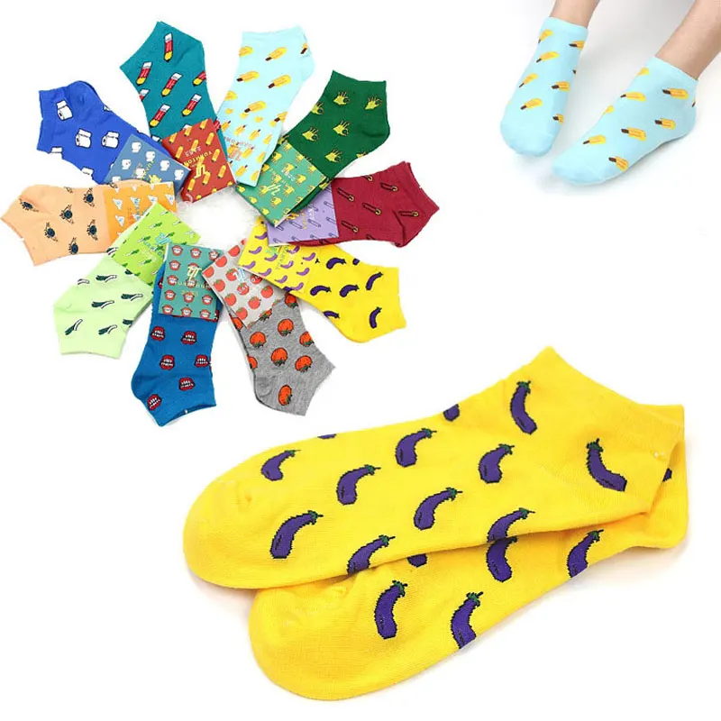 

Cute Fruit Patterned Short Cartoon Socks Women Art Print Cotton Thin Summer Socks Kawaii Summer Funny Ankle Socks Low Hosiery