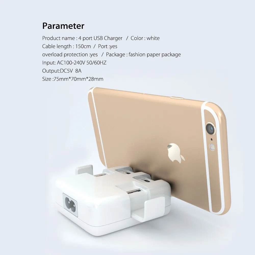 4A Mini 4 порта USB док-станция зарядное устройство адаптер для apple iPhone X 8 7 6 6s plus se 5 5S 4S