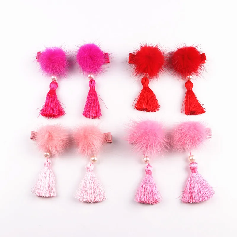 2pcs/lot Chinese Knot Hair Clips Ball Tassel Hairpin Kids girl Festival drama New year barette child hair accessories - купить по