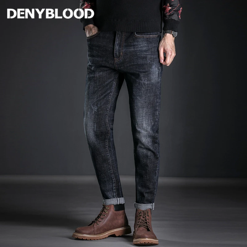 

Denyblood Jeans Harem Pants for Men Distressed Jeans Ripped Stretch Denim Blue Black Stonewashed 2017 New Autum Winter Jeans 906