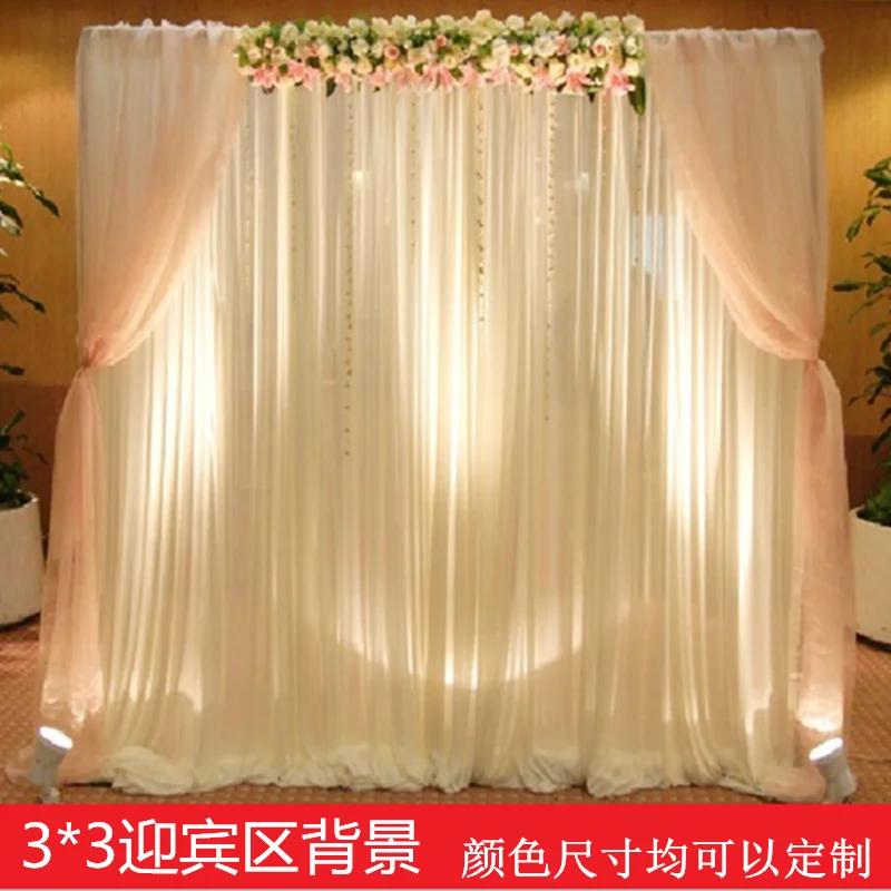 

6m wide 3m height starlit Wedding backdrops stage curtain wedding props background veil including curtain and lighting