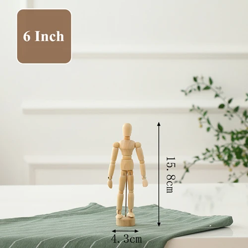 6 Inch Wood Man VILEAD 8 размер деревянный ручной деревянный человек Фигурки Вращающийся шарнир ручная модель манекен художник миниатюры деревянные украшения домашний декор - Цвет: 6 Inch Wood Man